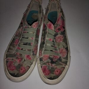 Blowfish Floral Canvas Sneakers with Pink and Green